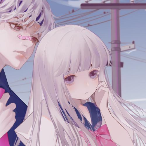 动漫头像情侣男女两张,两个人在虚拟世界中的相伴相守