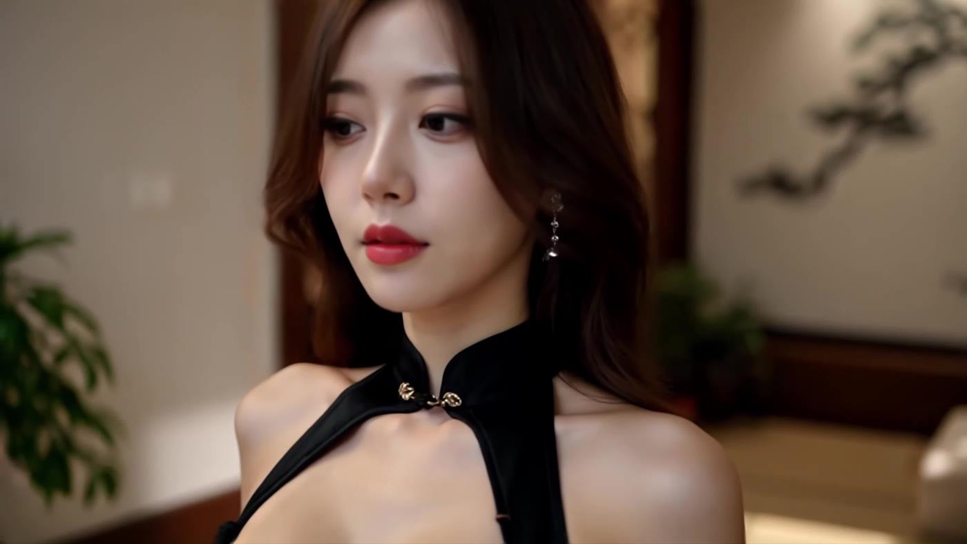 图片[2]-AI Video 025 Romance in a Black Cheongsam – Chill R_B Vibes – Music Video[4K/1V/395MB]-美图